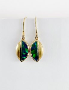 Australian Black Opal Earrings GE14