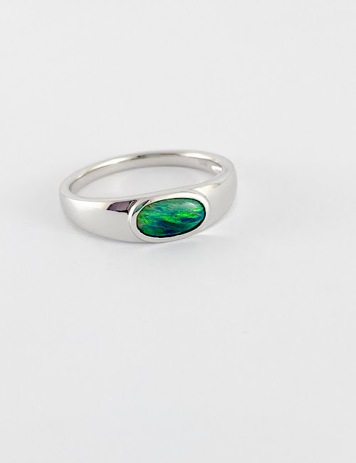 Australian Black Opal Ring SR855