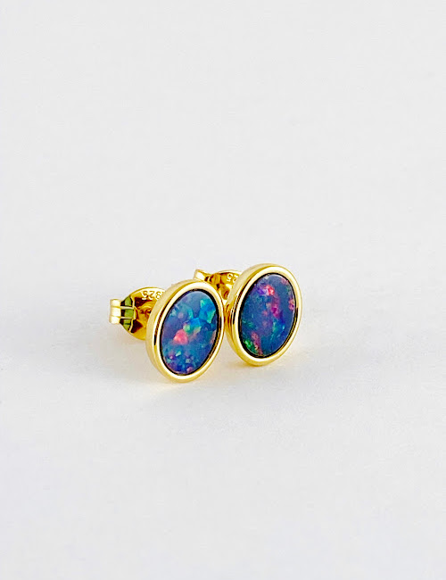 gold opal earrings DOE119