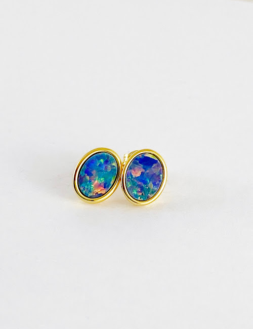 gold opal earrings DOE121