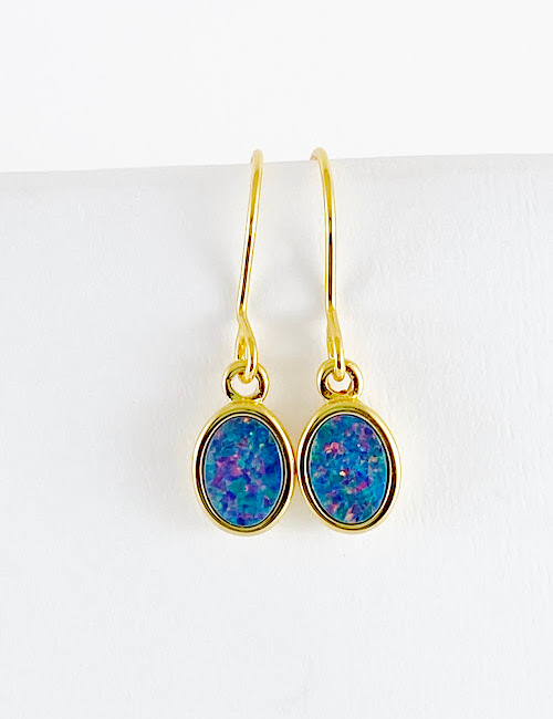 gold opal earrings DOE486