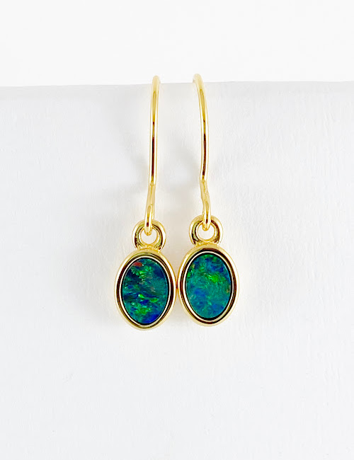 gold opal earrings DOE490