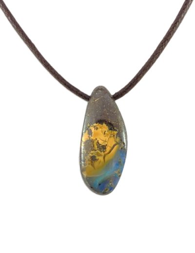 Pendentif Opale Boulder D'Australie - 7,55 Carats - Bleu - Dimensions 23,2x15,34x2,74 Mm - Neuf Sans Emballage