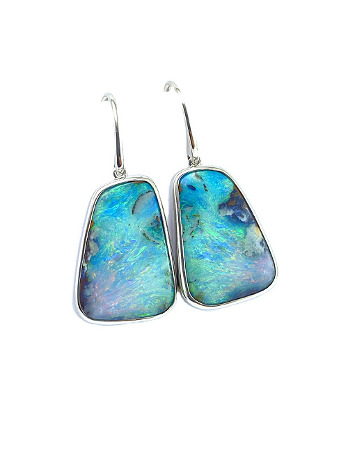 Aqua Boulder Opal Earrings SE511
