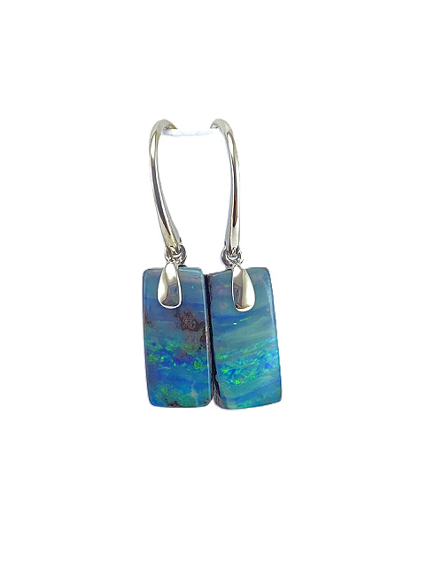 Aqua Boulder Opal Earrings SE522