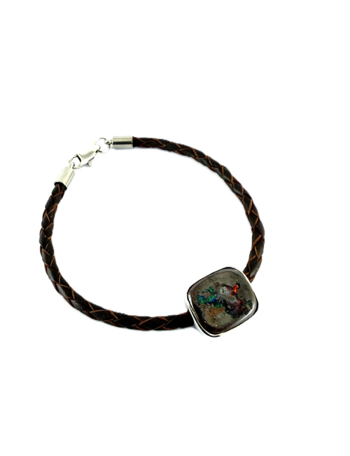 Boulder Opal Leather Bracelet B525