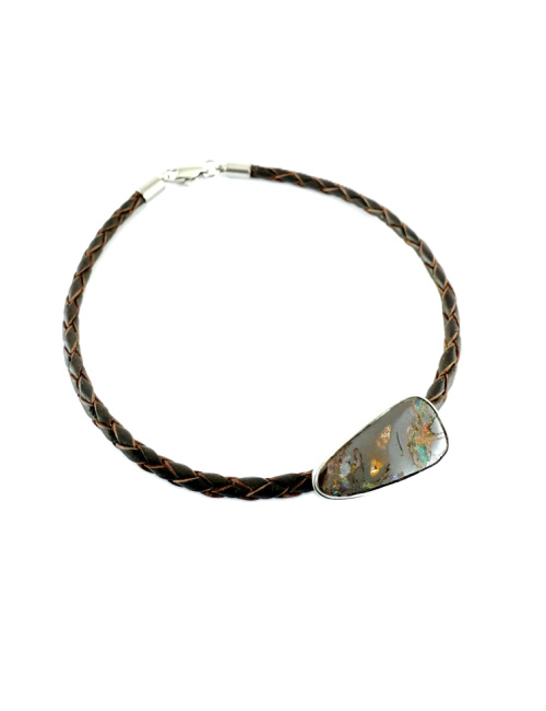 Boulder Opal Leather Bracelet B526