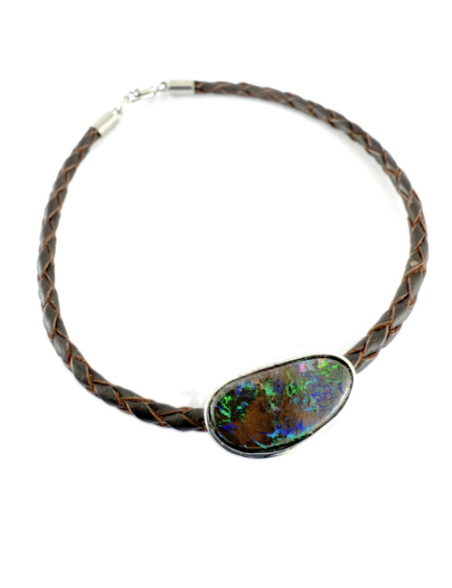 Boulder Opal Leather Bracelet B529