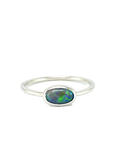 Australian Black Opal Ring SR938