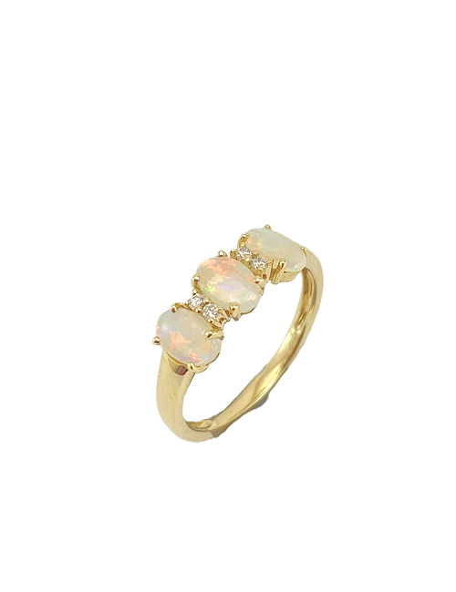 Gold and Diamonds Crystal OPal Ring GR202